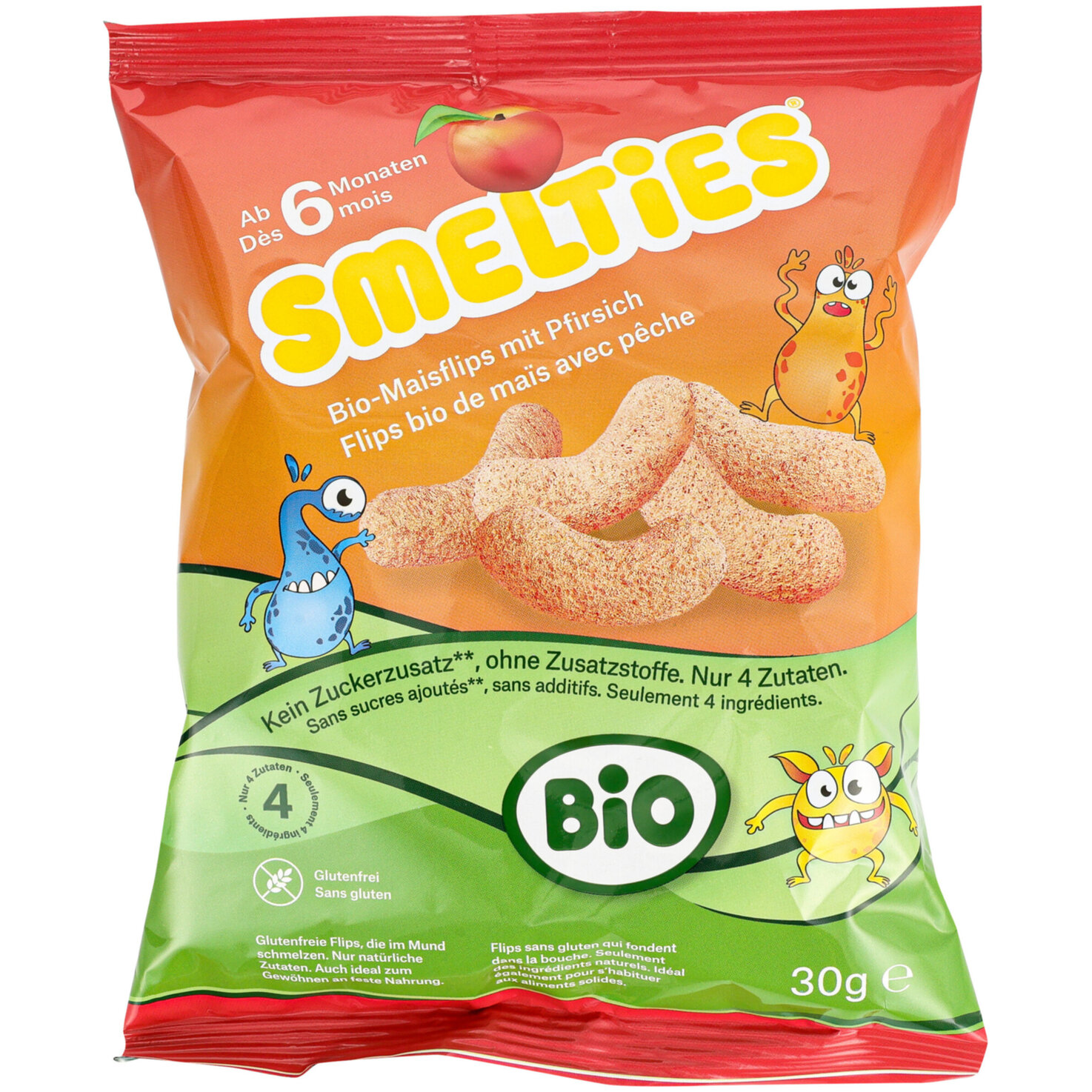 Smelties Bio-Maisflips mit Pfirsich 6+ Monate