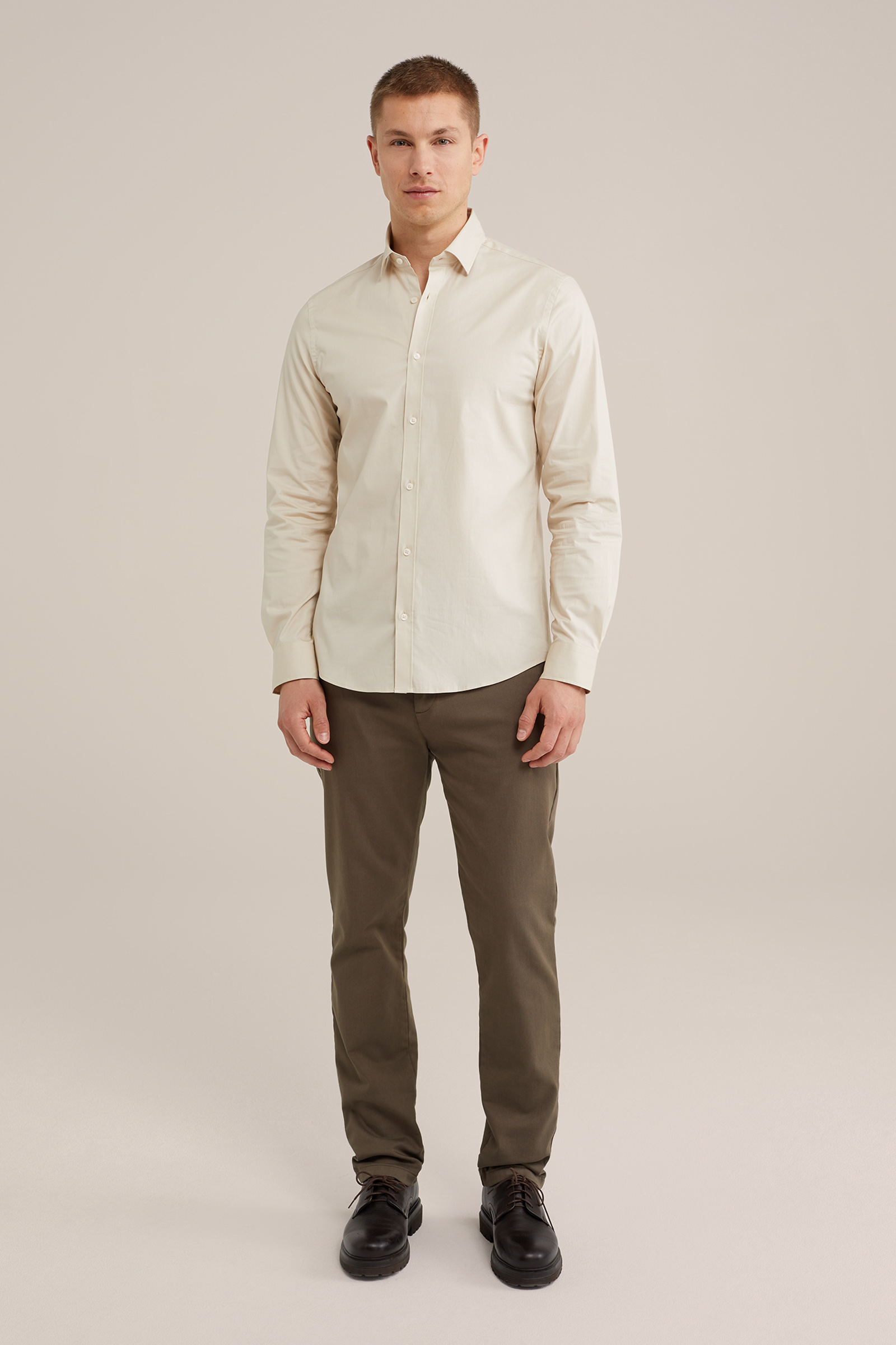 anti-odour overhemd met stretch Fundamentals Beige