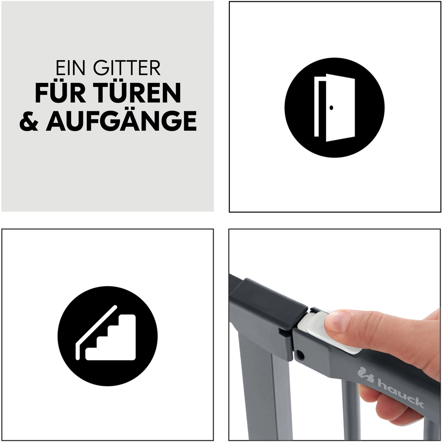 hauck Türschutzgitter Clear Step Autoclose 2 Set + 21cm Dark Grey