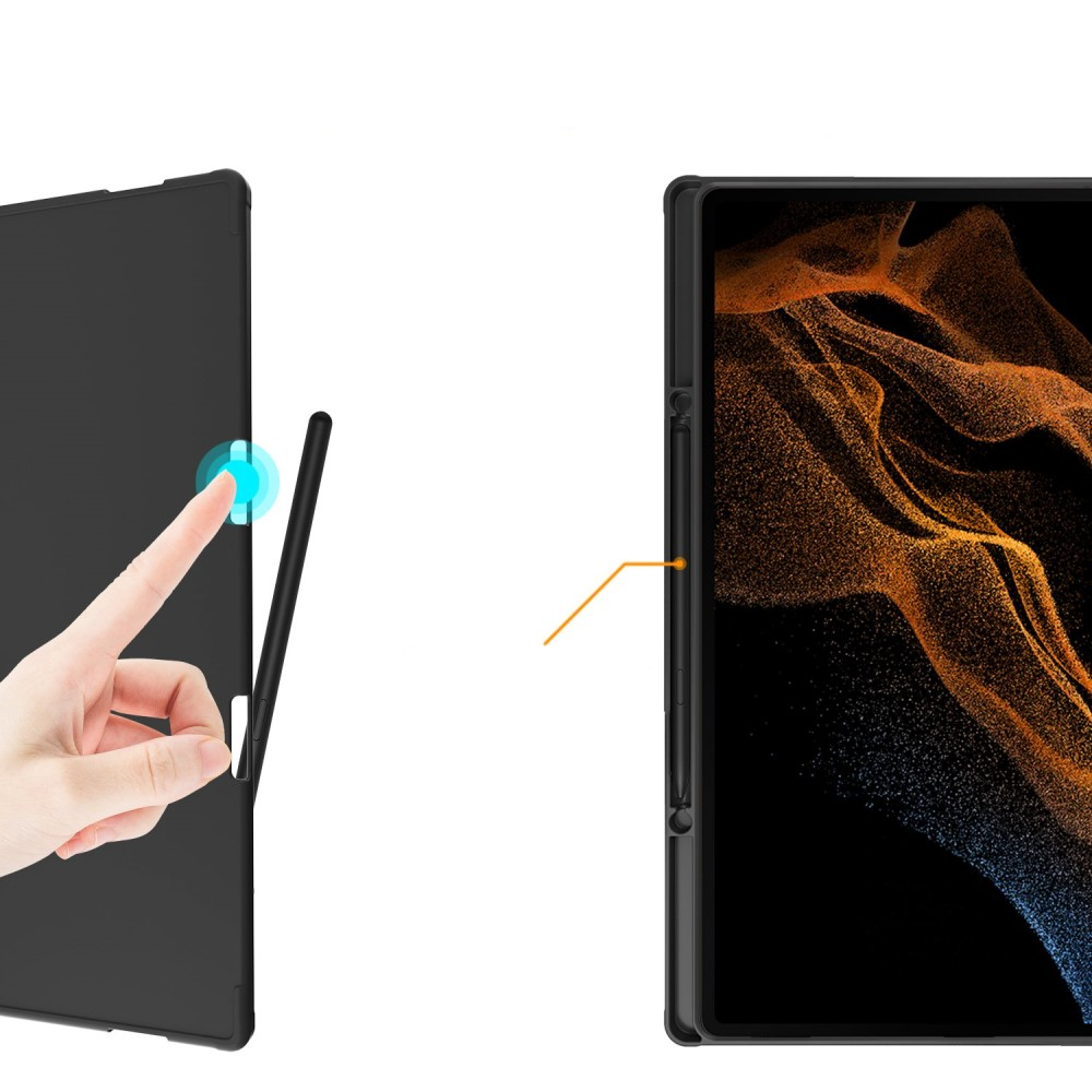 Samsung Galaxy Tab S8 Ultra Leder Tasche Smart Cover Origami Flip Case - Grau