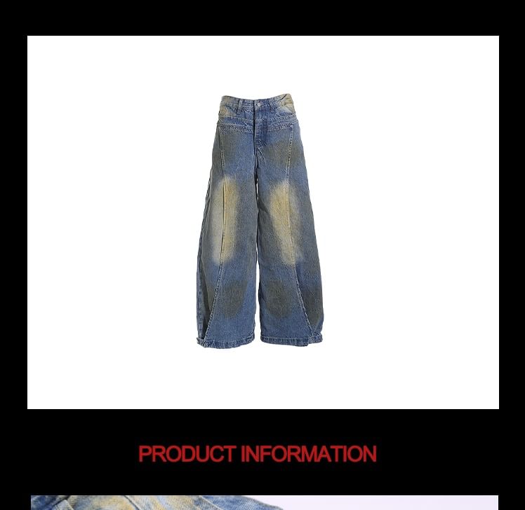 AXEN - Lage taille gewassen wijde jeans