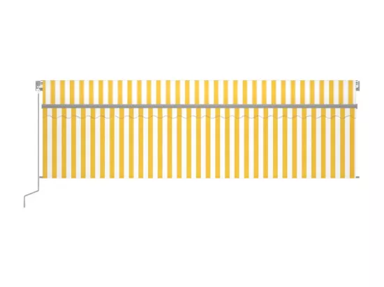 Auvent rétractable manuel avec store LED 5x3 m Jaune et blanc