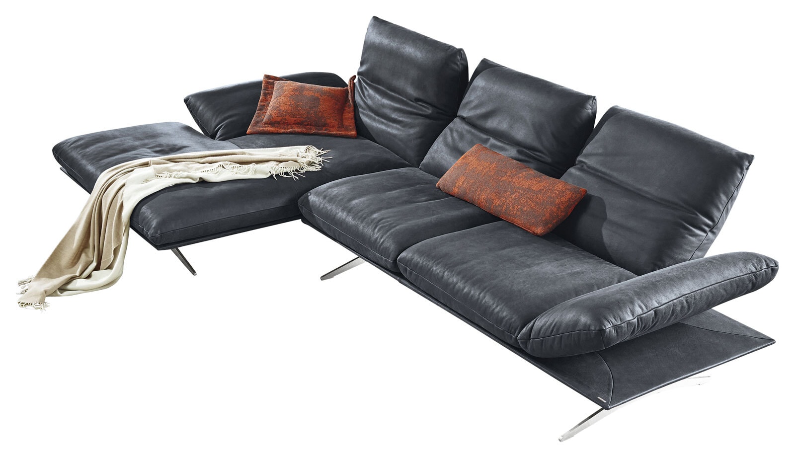 KOINOR Ecksofa FRANCIS L-II India Leder irongrau