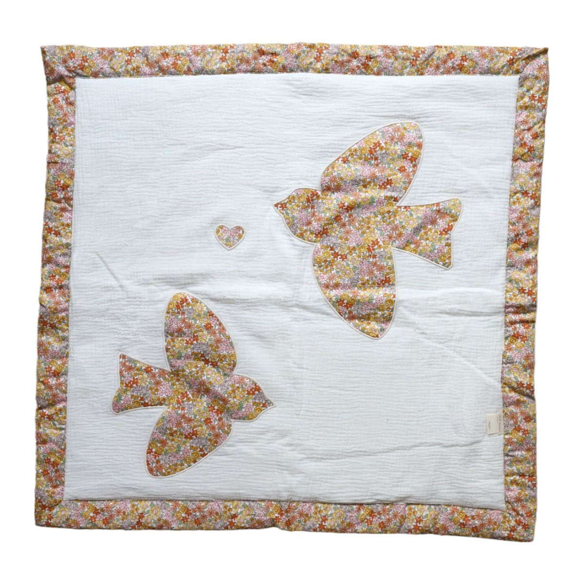 Couverture bi-matière fleurie jaune et rose Jolie saison