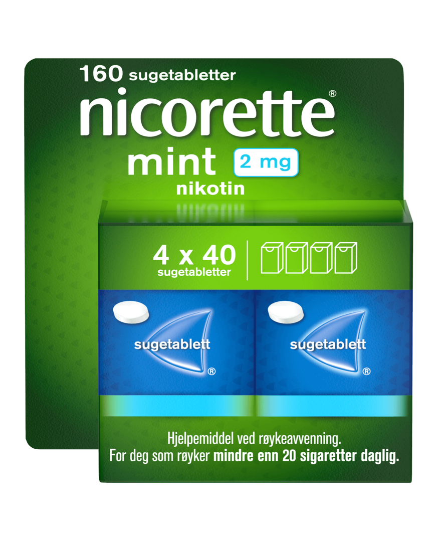 Nicorette Mint sugetablett 2 mg nikotin, 160 stk, slutte å røyke