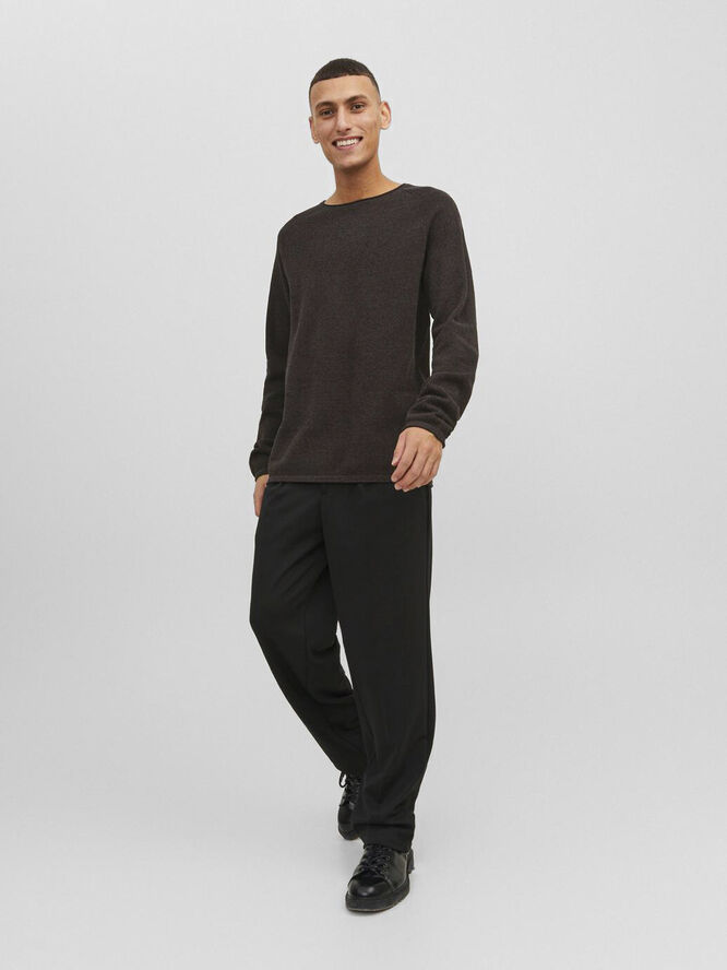 Jack & Jones JJEHILL KNIT CREW NECK NOOS Seal brown/twist