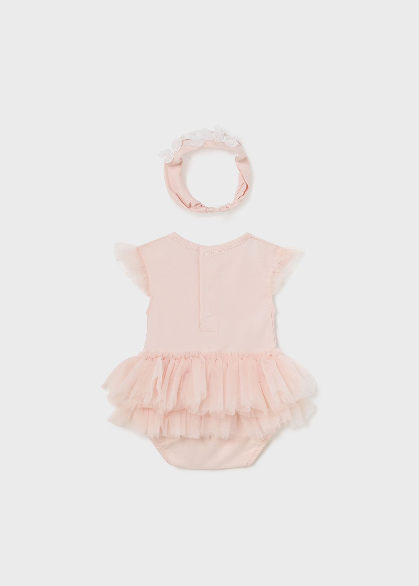Body de algodão Better Cotton branco com tutu e faixa de cabelo para recém-nascido.