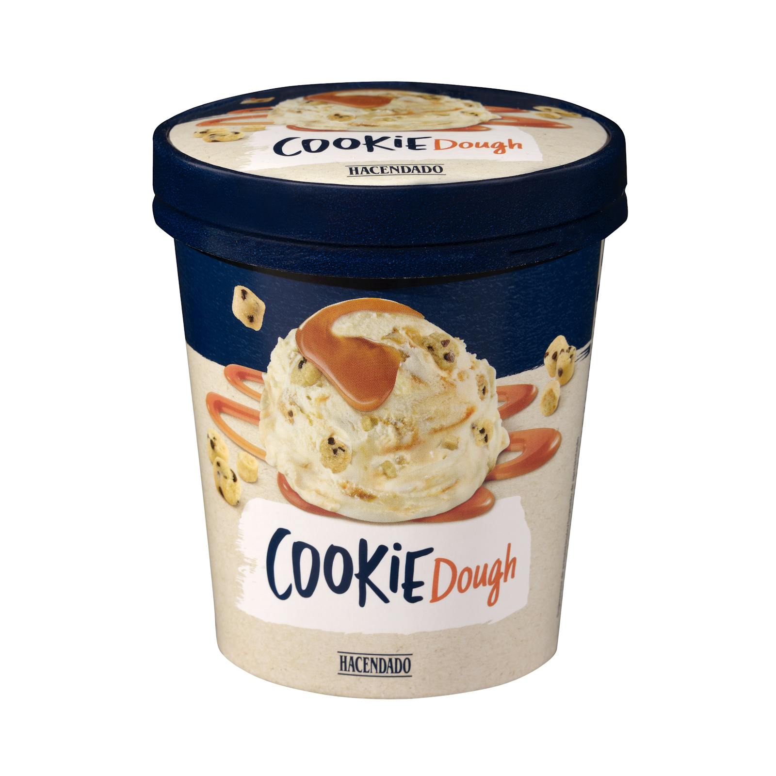 Glace à la pâte à biscuits Hacendado avec crème à la vanille et morceaux de biscuits