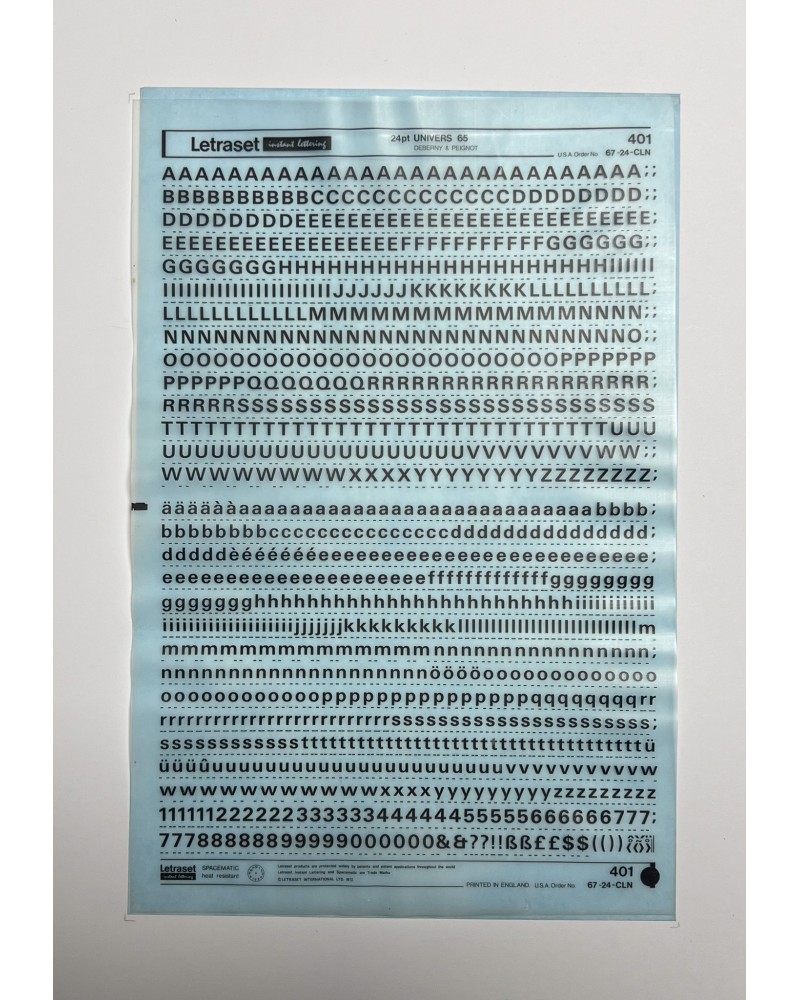 Letraset 401 - UNIVERS 65 - 24pt