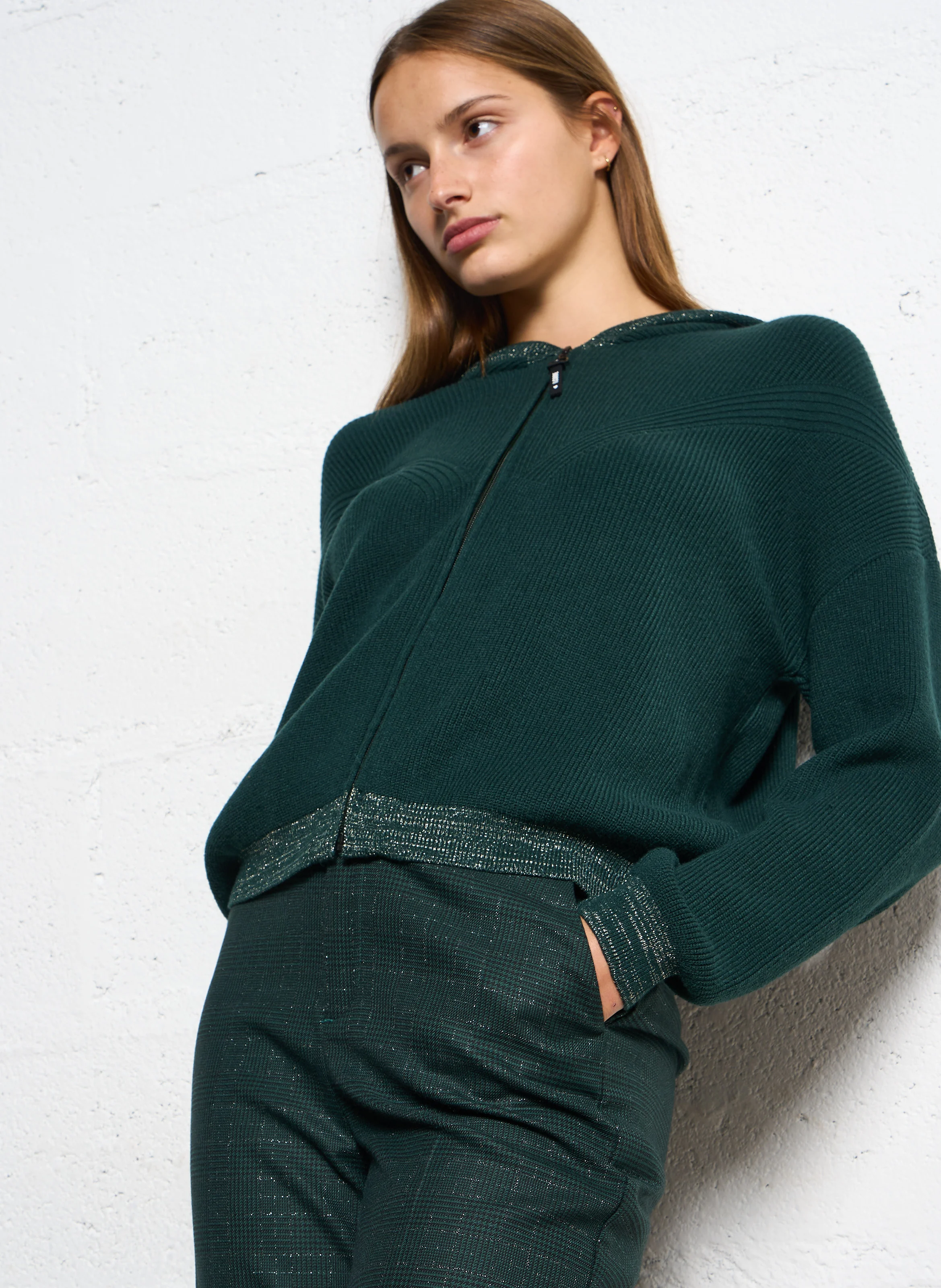 Gilet droit à capuche | Vert