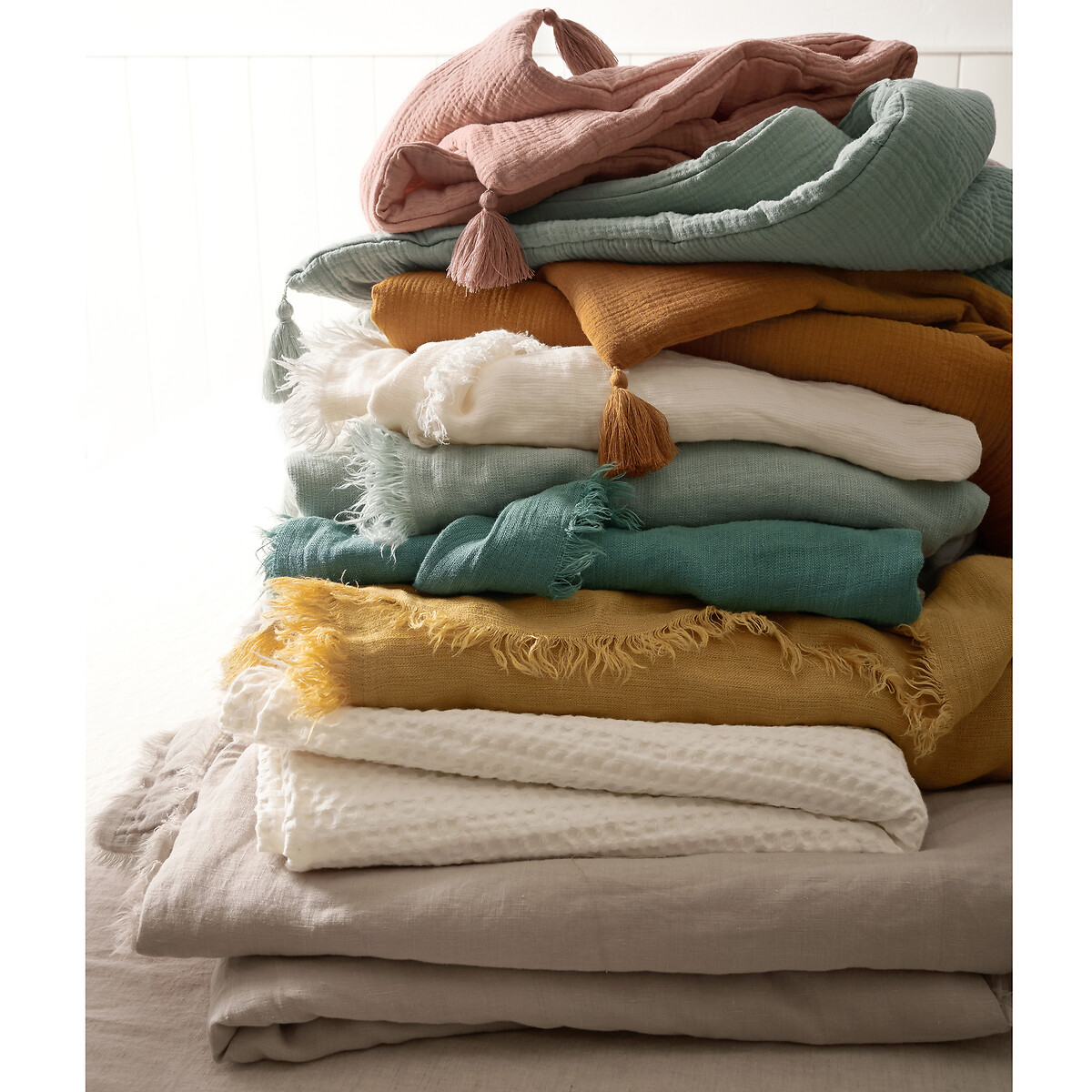 LA REDOUTE INTERIEURS<br>Colcha de linho lavado, Linange