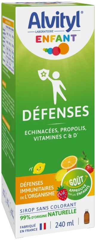 Défenses Sirop, goût tutti frutti - Echinacées, Propolis, Vitamines C & D - Dès 3 ans - 240ml