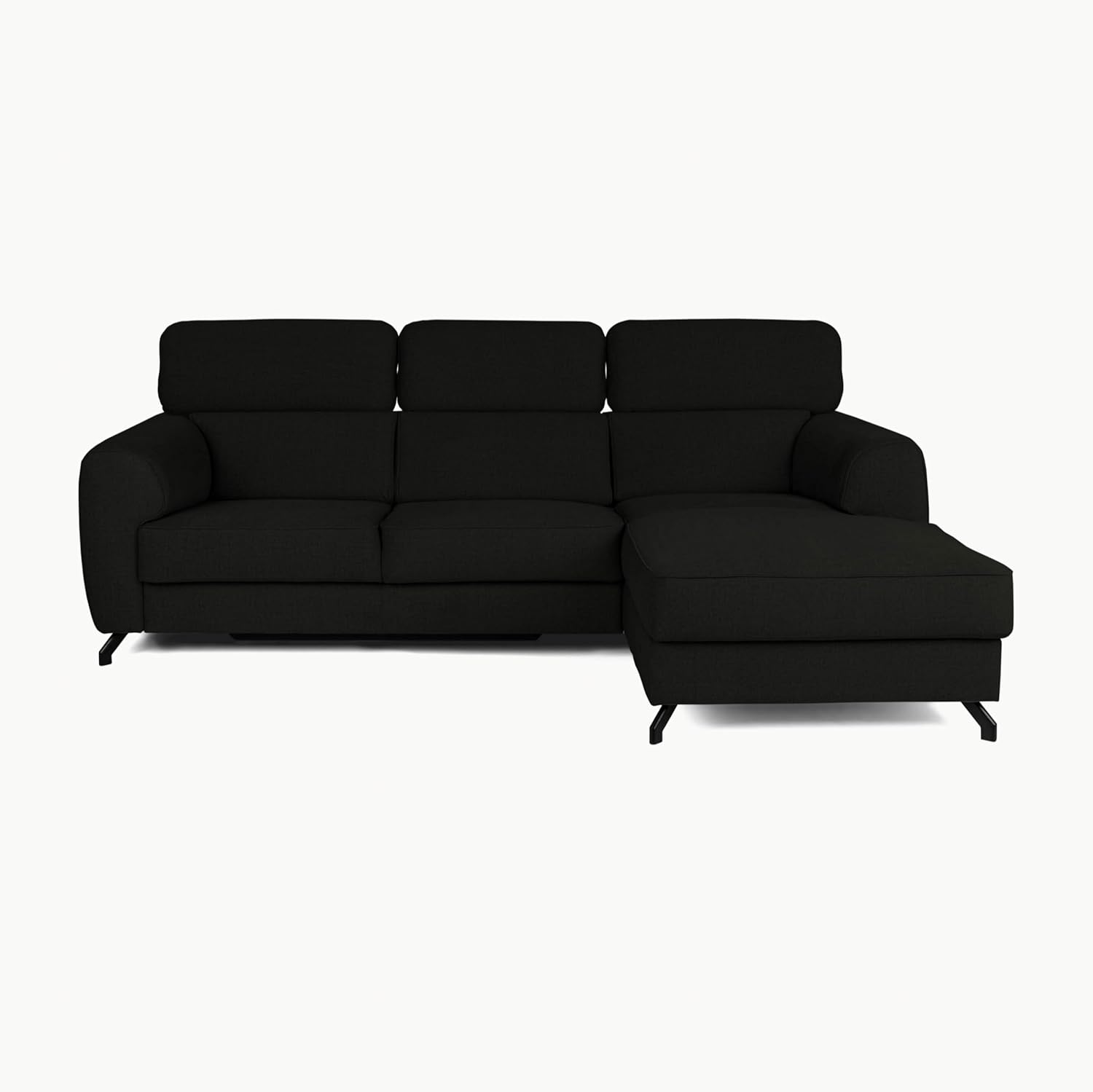 FENIKS Schlafsofa Ecksofa - L-Form - 250 x 172 x 101 cm - Sofa Pflegeleicht - Metallfüße - Rechts Compass Schwarz
