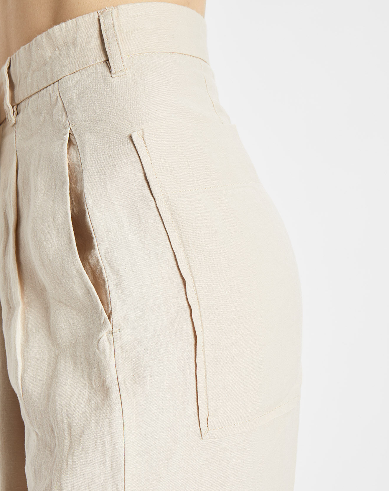 Marc O'Polo Pantalon 100% Lin Plissé Large Kl beige