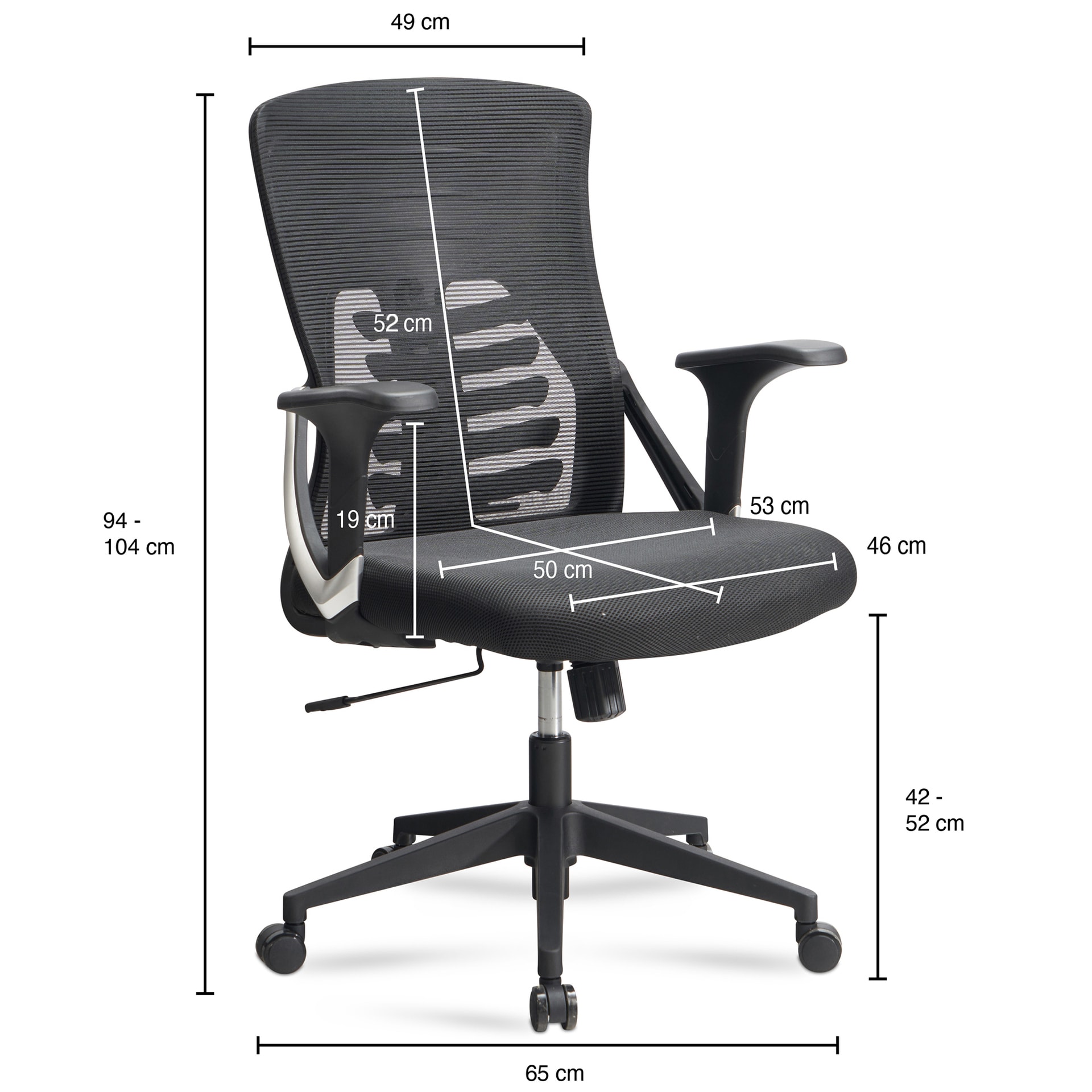 Bürostuhl 65x104x65 cm schwarz