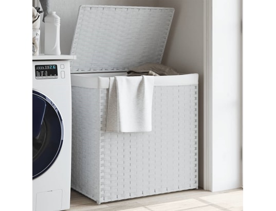 VIDAXL - Panier à linge avec 2 sections blanc 53x35x57 cm résine tres...