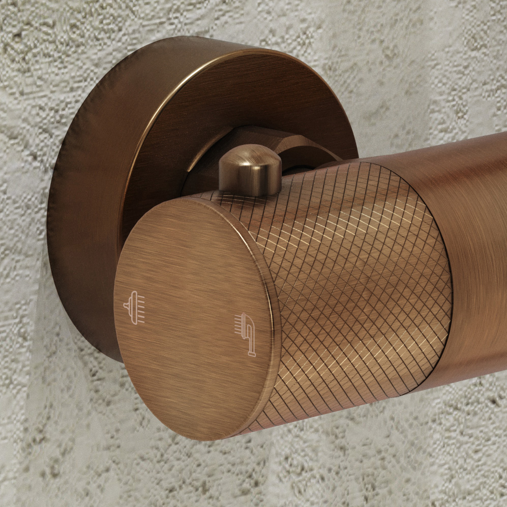 Saniclear Antique Curved doucheset verouderd messing met thermostatische kraan, handdouche en glijstang