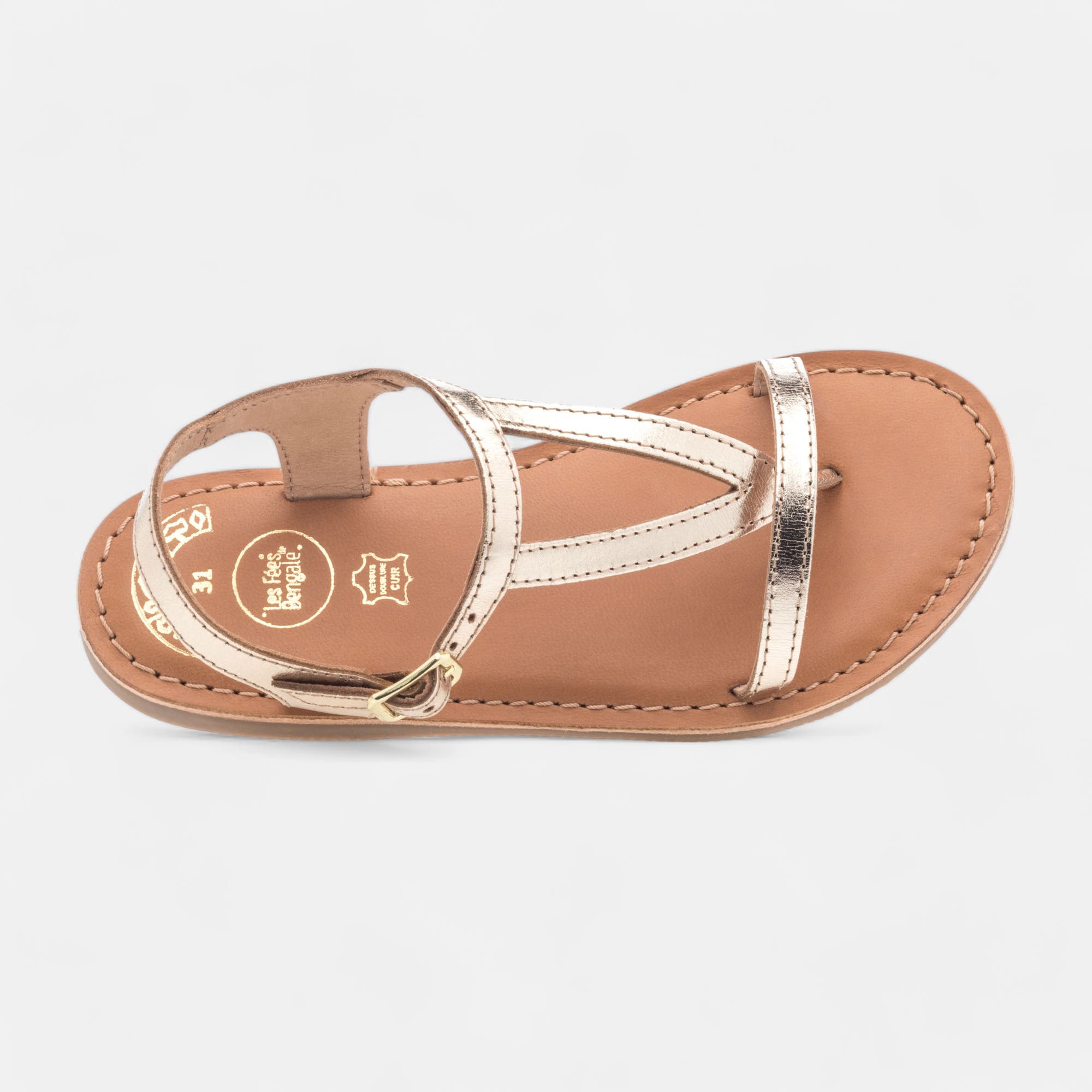 Nu-pieds Fille en cuir or
