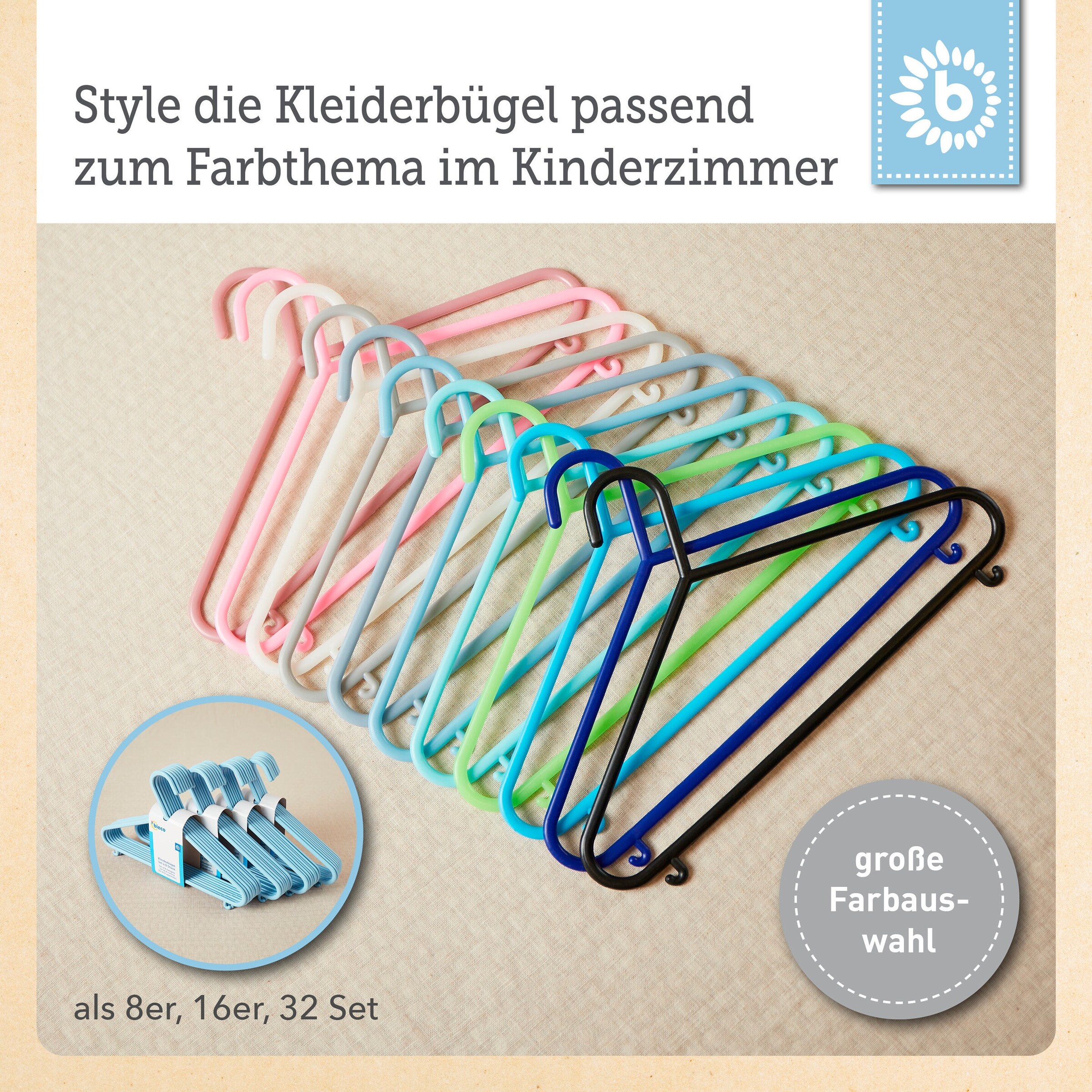 Bieco Kleiderbügel Kinder 16 St Trend blau Trend Blau