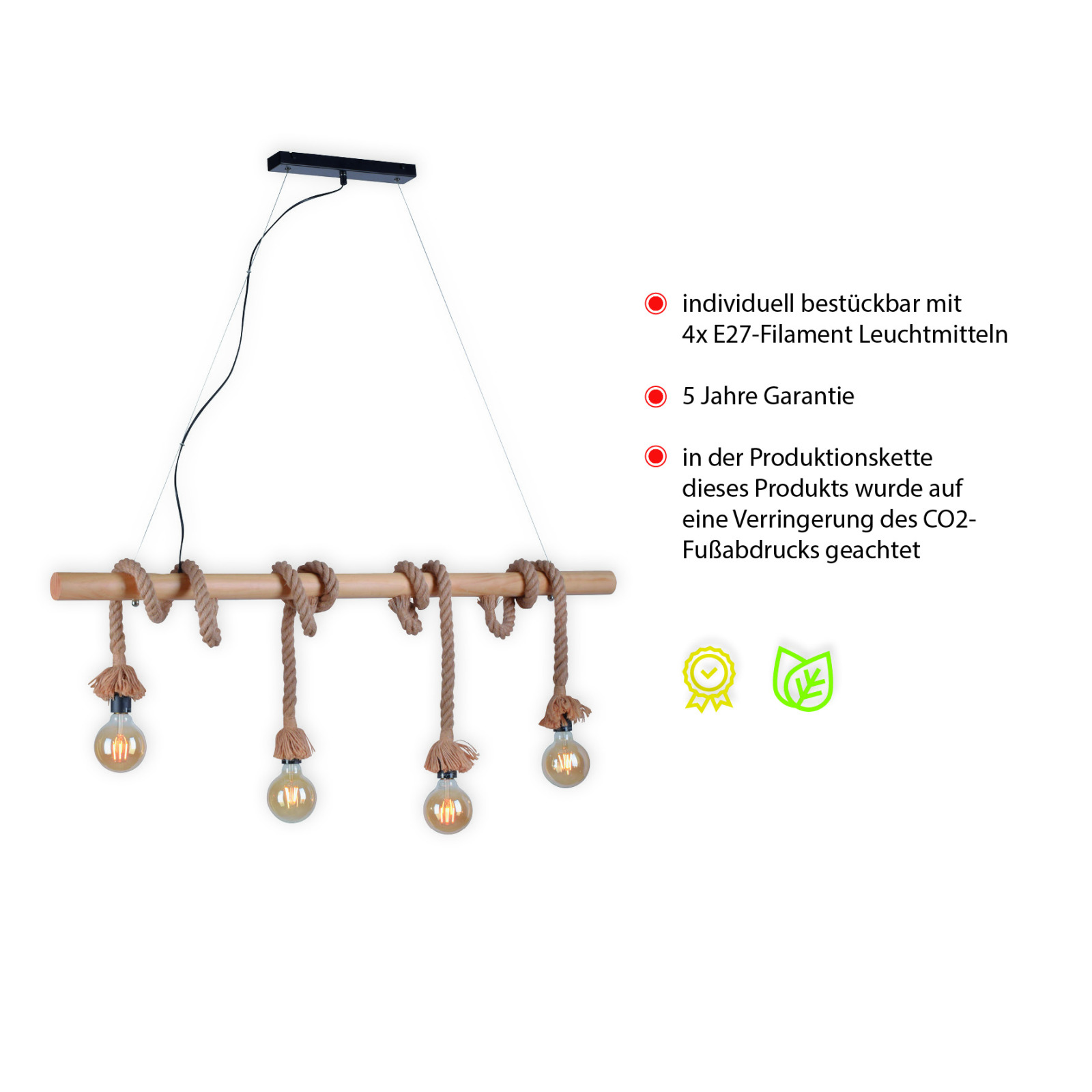 Pendelleuchte - beige-schwarz - 120 cm