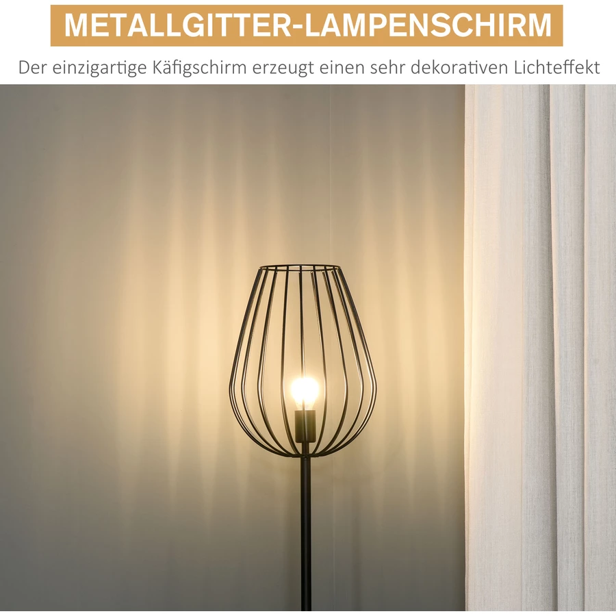 HOMCOM Stehleuchte im Retro-Industriestil schwarz
