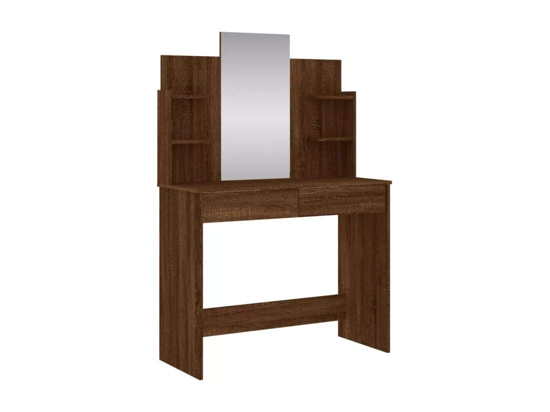 Coiffeuse avec miroir chêne marron 96x39x142 cm