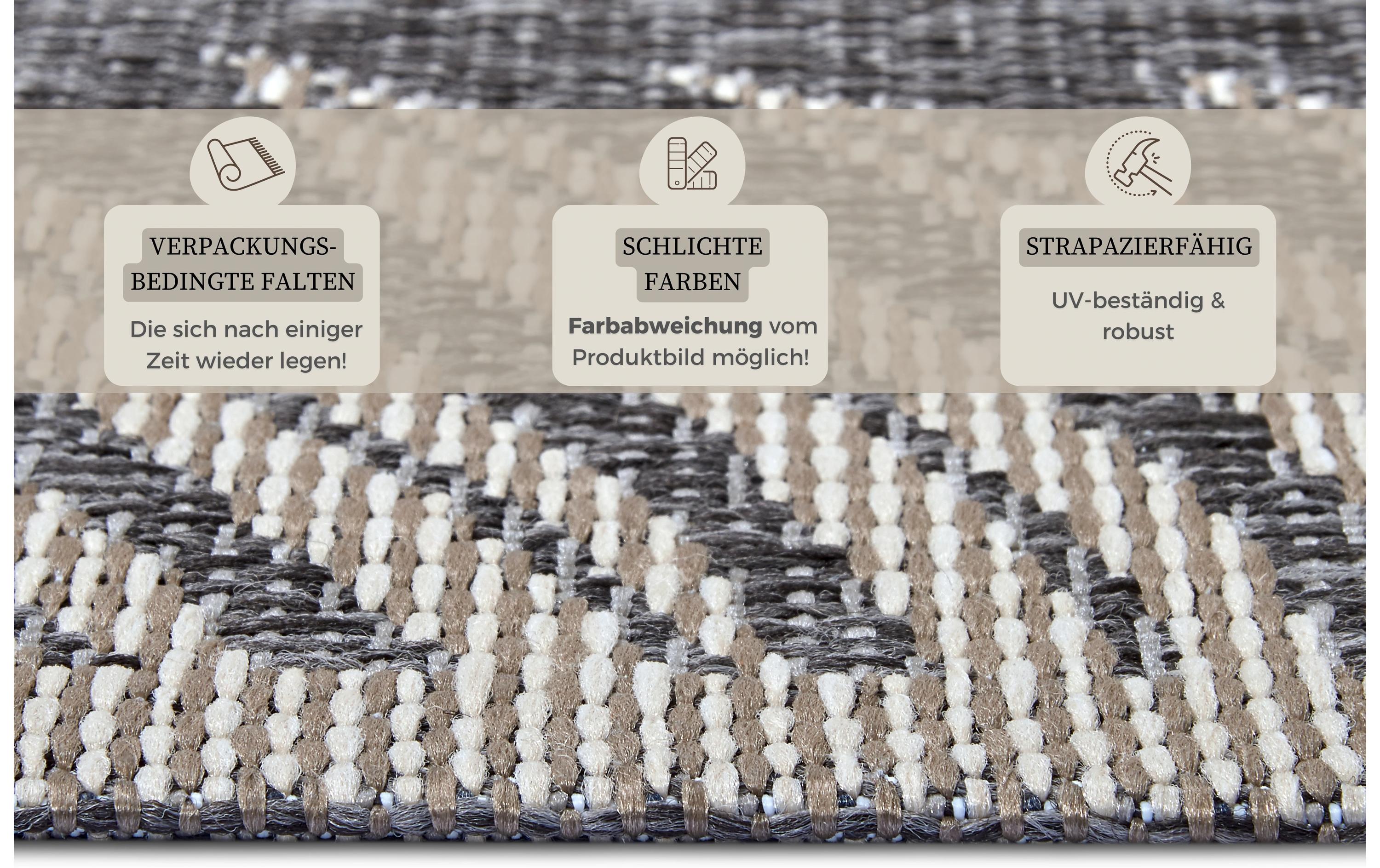 Teppich Paru 155 cm x 235 cm, Beige/GrauIn- & Outdoor Teppich