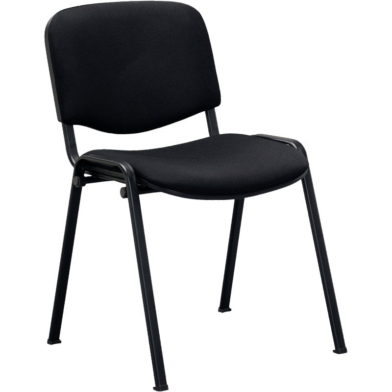 Chaise visiteur reconditonnée - assise et dossier tissu - noir