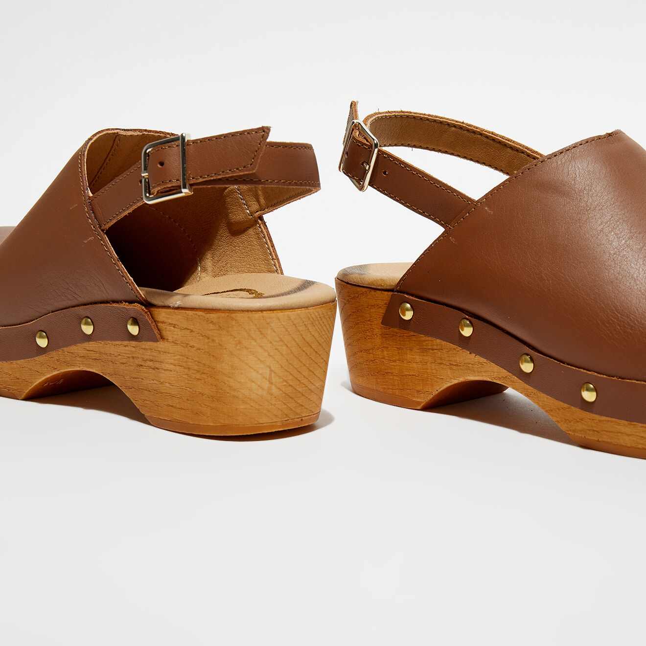 Apologie Studio Sabots en Cuir Nicole camel - Talon 5 cm