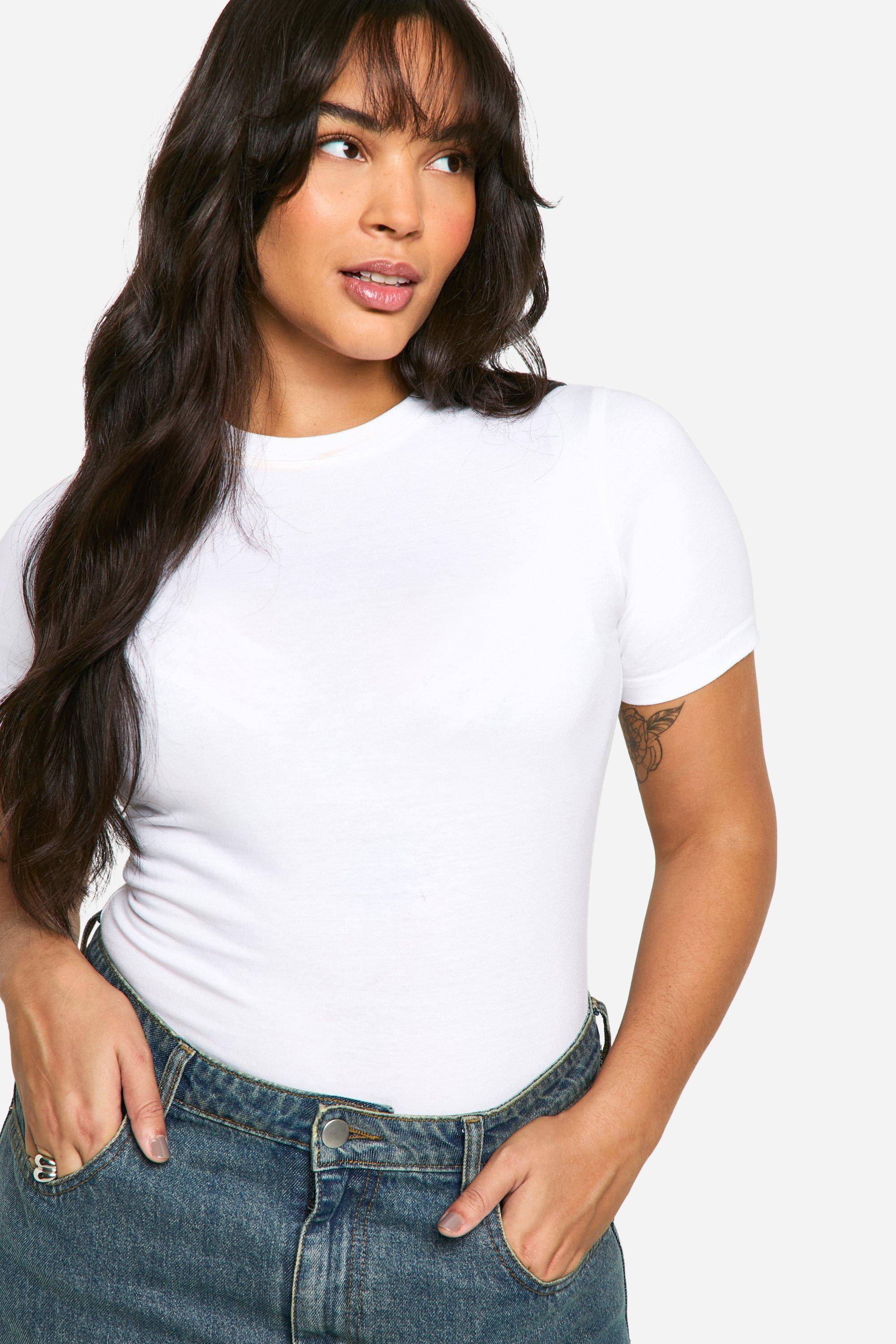 boohoo Boohoo Basics Plus T-shirt ajusté à col rond en coton