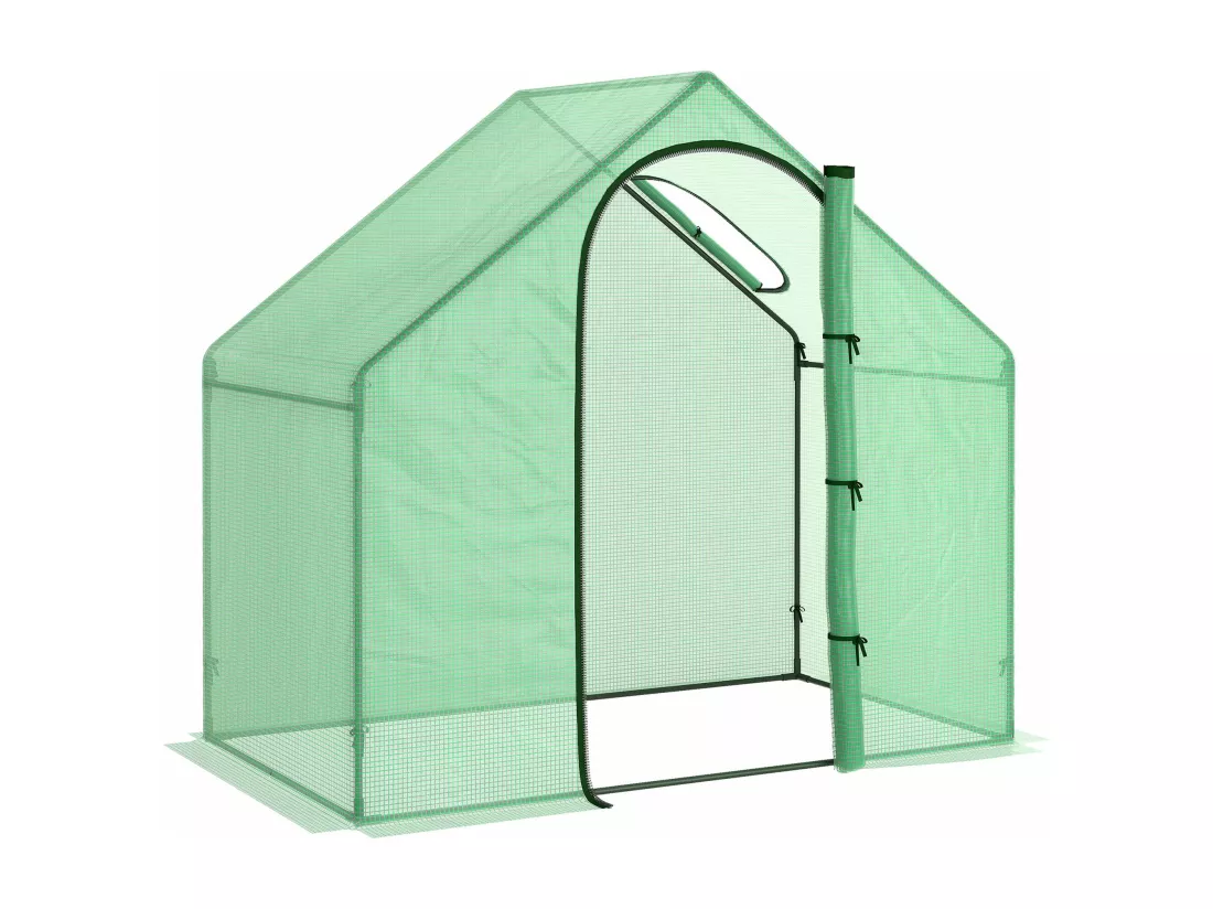 Serre de jardin balcon terrasse serre pour tomates 1,8L x 1l x 1,68H m acier PE imperméable transparent vert