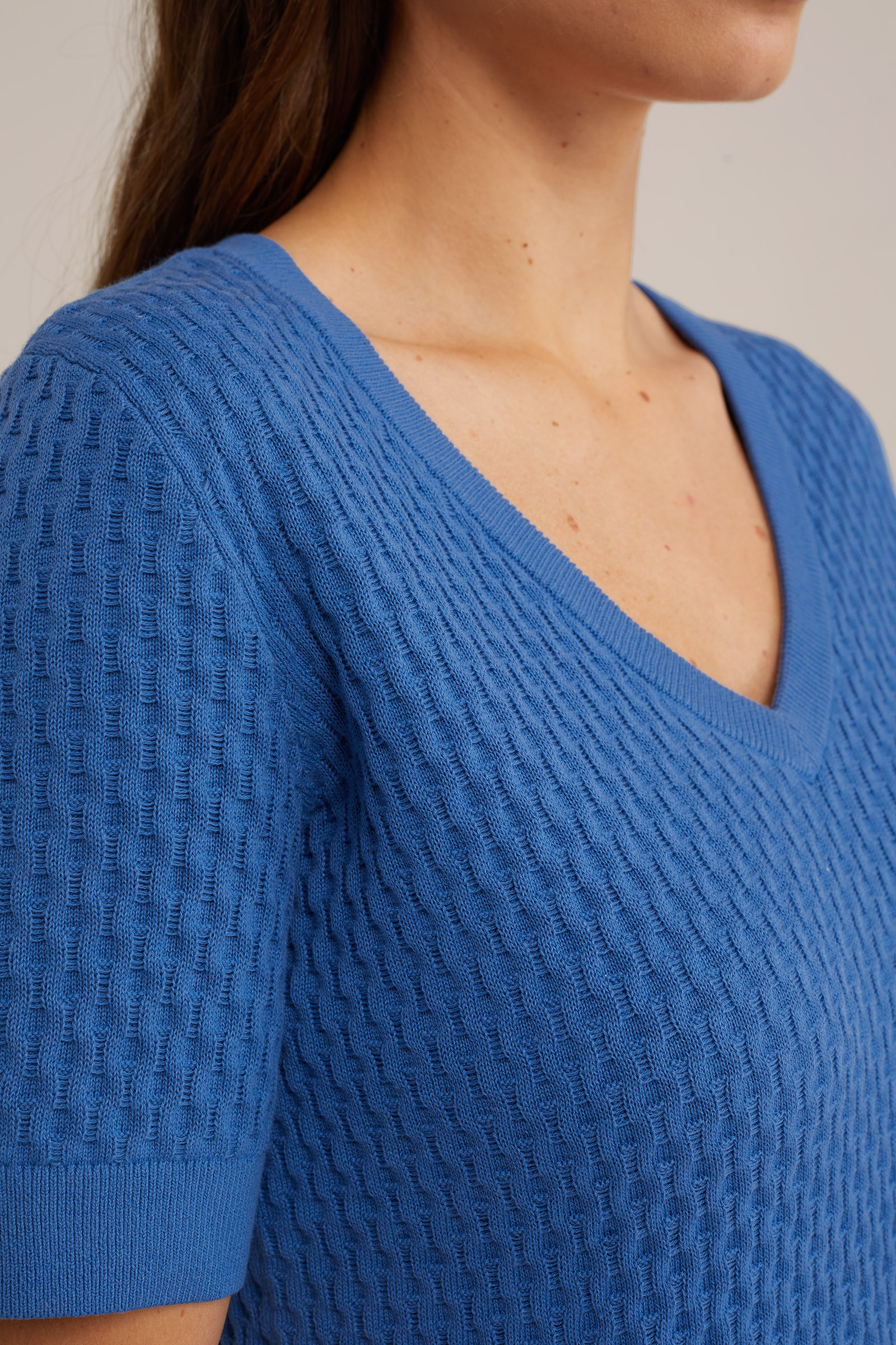 trui met structuur WE Fashion Blauw