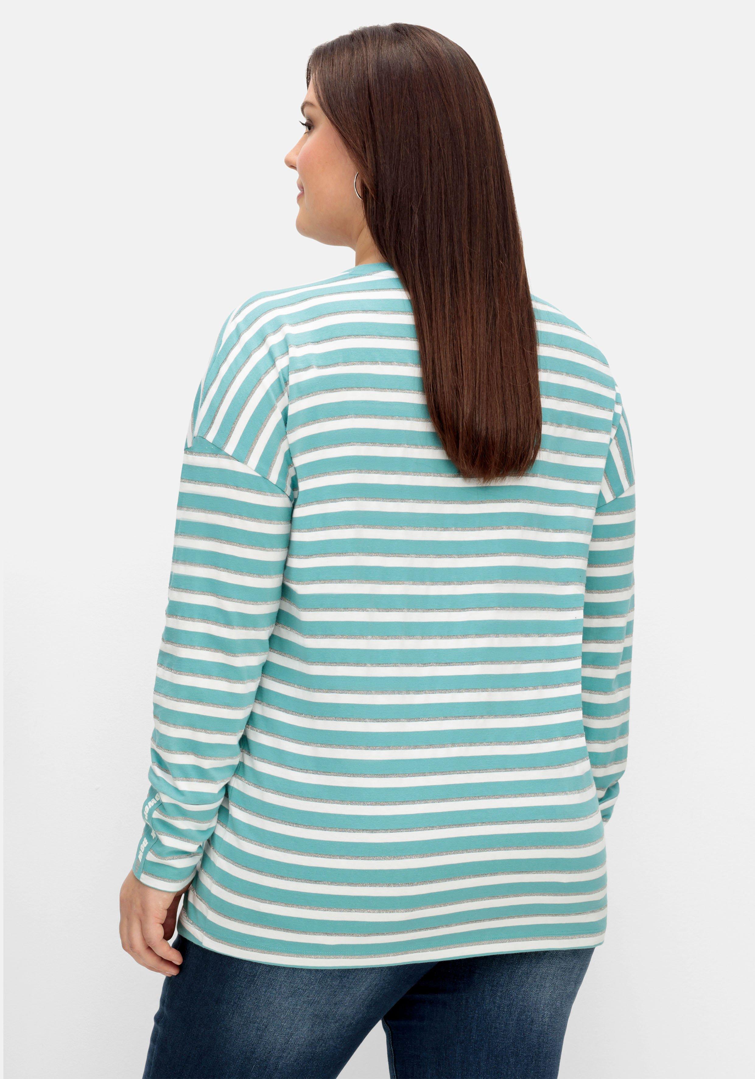 Langarmshirt mit Streifen und Effektgarn