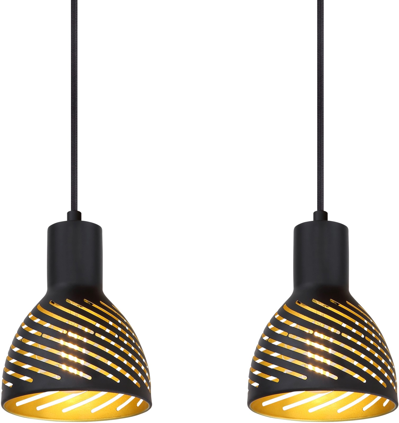 Pendelleuchte - schwarz matt-goldfarben - Metall - 120cm