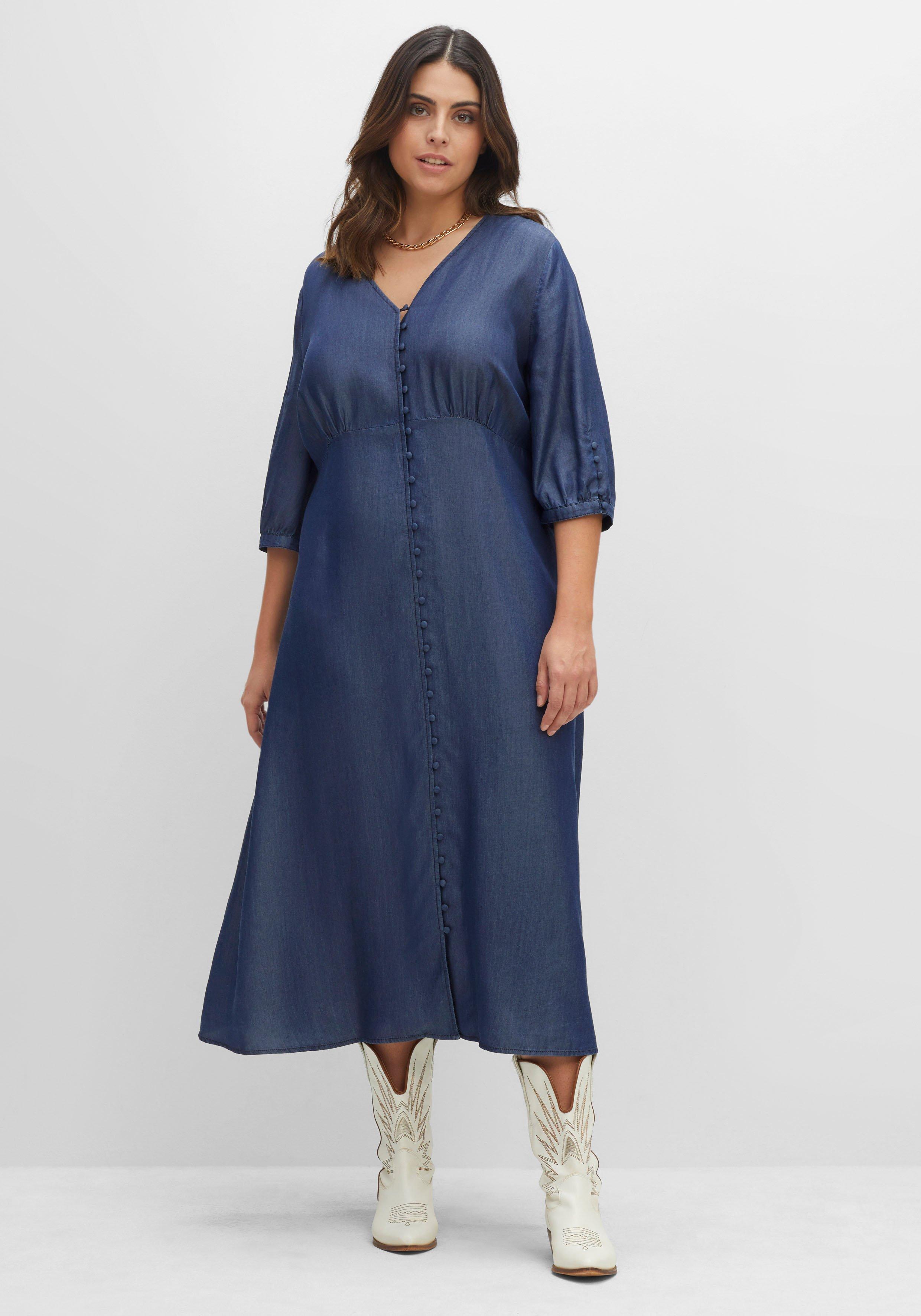 Maxikleid in Denimoptik, mit Knopfleiste