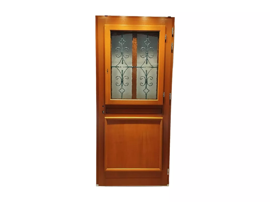 Porte D'Entree Bois Vitree, Vauban, H,215Xl,90 P,Gauche + Poignée Et Barillet (Ref 010403Rfp) Cotes Tableau