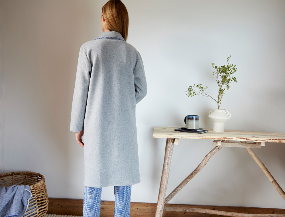 Robe de chambre femme-Bleu de minuit