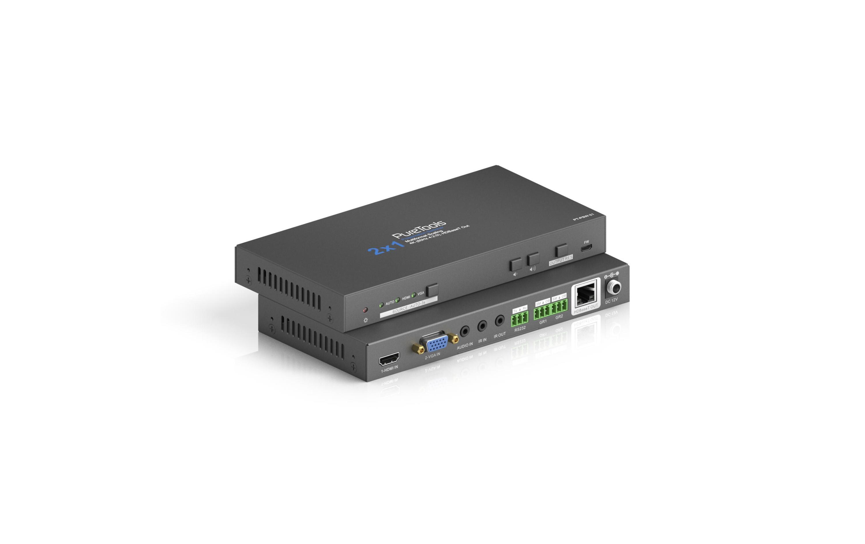 Matrix Switcher PT-PSW-21 Multiformat HDBaseT<br>2x1 4K Multiformat HDBaseT Presentation Switcher mit Scaler