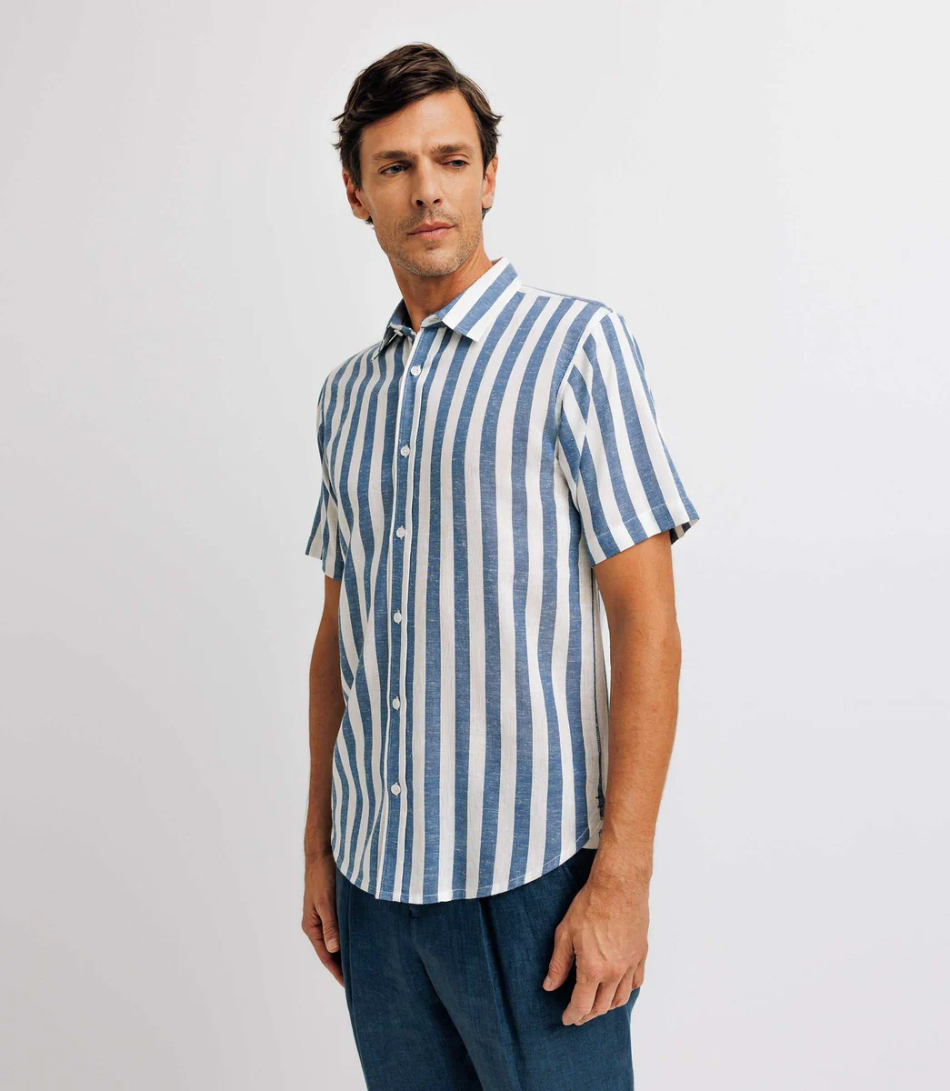 Chemise casual rayée bleue