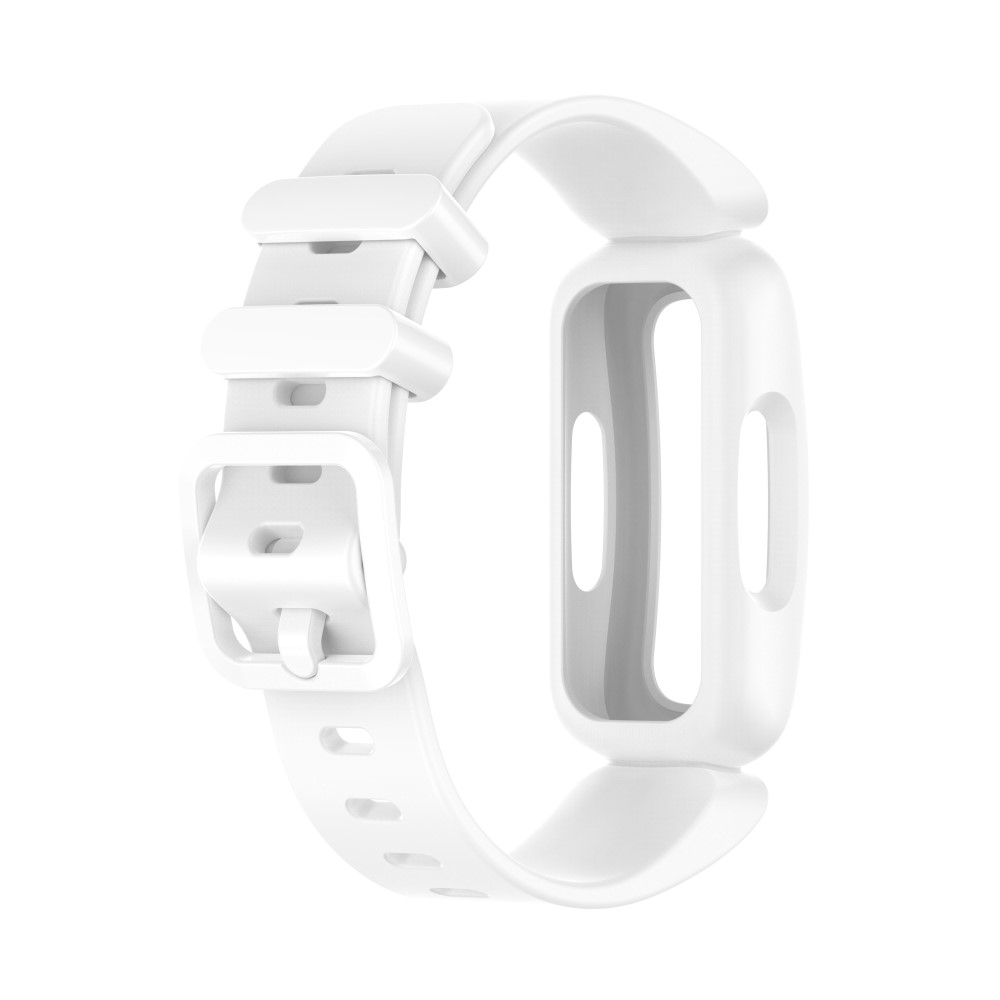 (Gr. XS) Fitbit Ace 3 / Inspire 2 / Inspire HR / Inspire Gummi Armband mit Dornschliesse (Gelenkumfang 130-200 mm) - Weiss