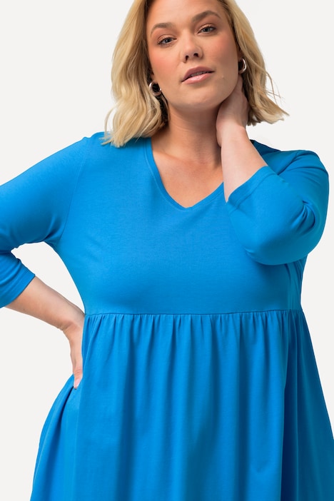 Jerseykleid, Empirenaht, V-Ausschnitt, 3/4-Arm, Taschen