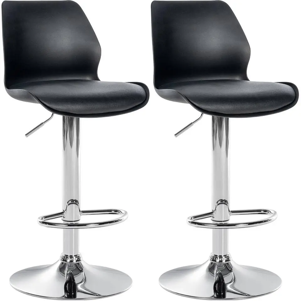 CLP Set van 2 Barkruk Gilbert chroom Frame - Kunststof - zwart