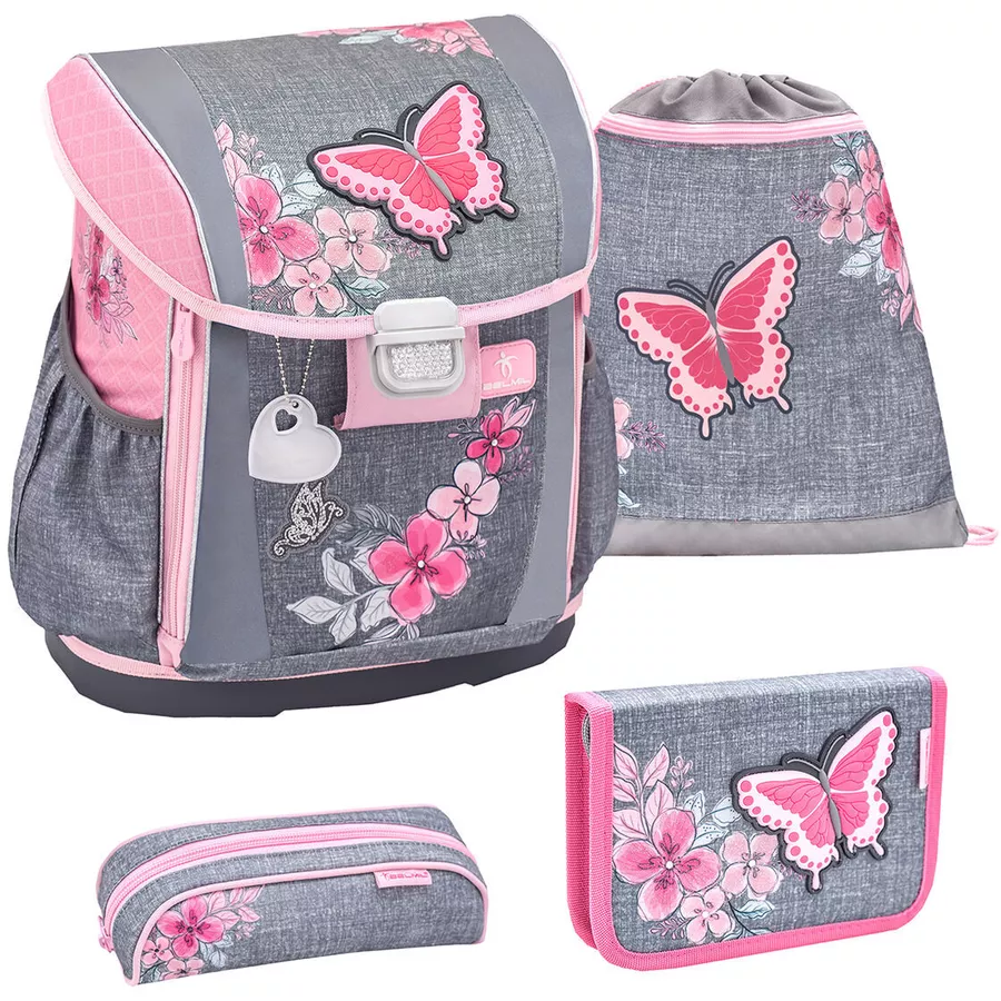 Belmil Schulranzen Customize-me Schulranzen Set 4-teilig mit Brustgurt, Hüftgurt Elegant