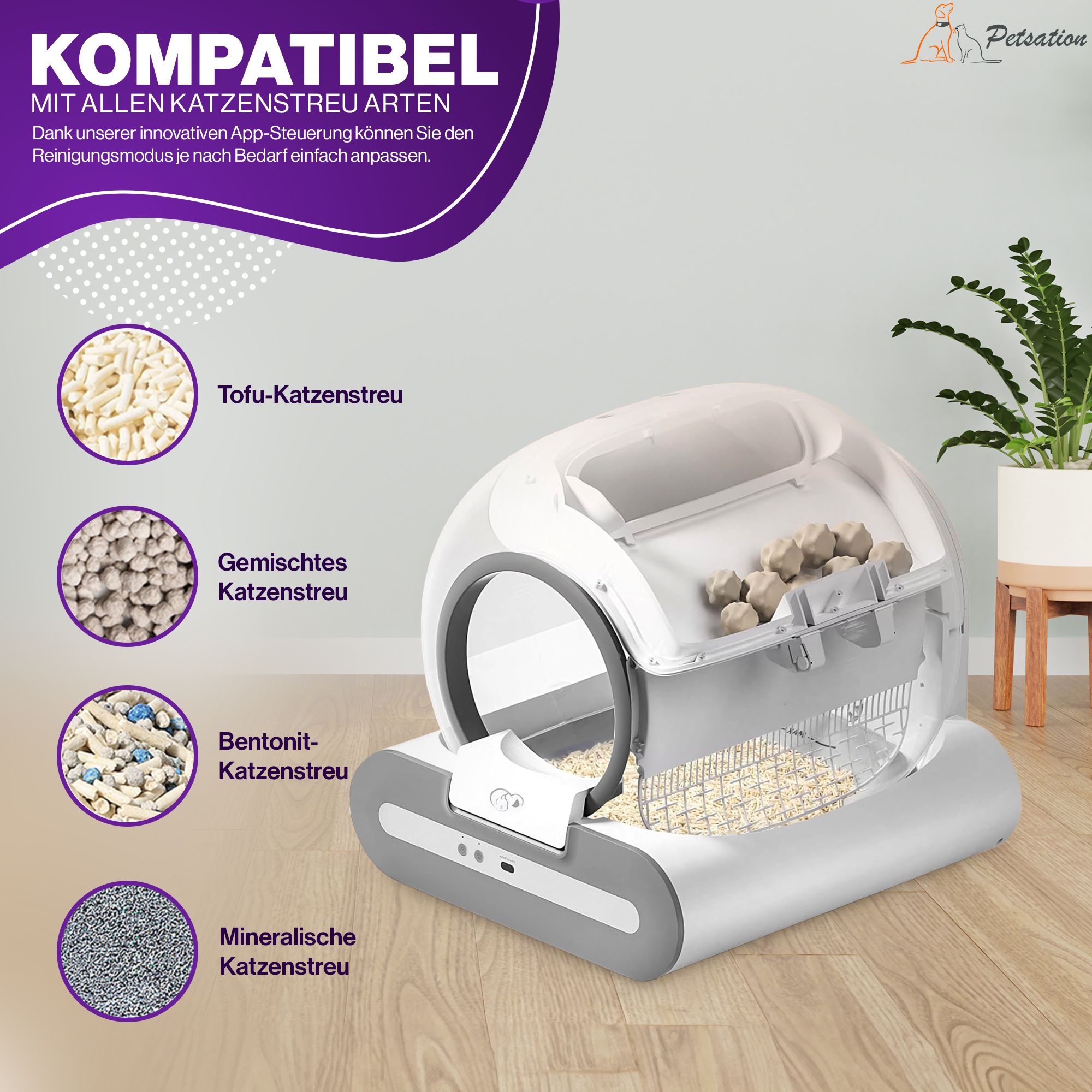 Petsation Selbstreinigende Katzentoilette Automatische Katzentoilette