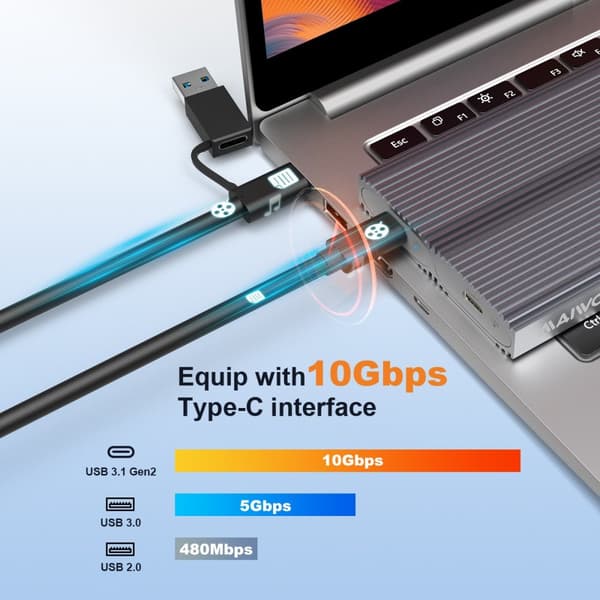 Maiwo Dual Disk NVMe SSD-kabinett USB-C 3.1 GEN2 10 Gbps