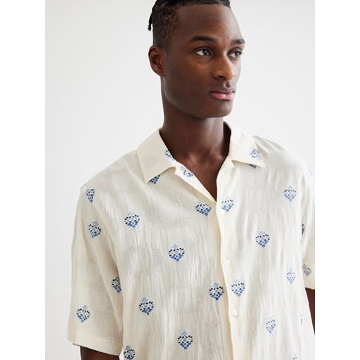 Woodbird Sunny Flower Skjorte, Off White, S