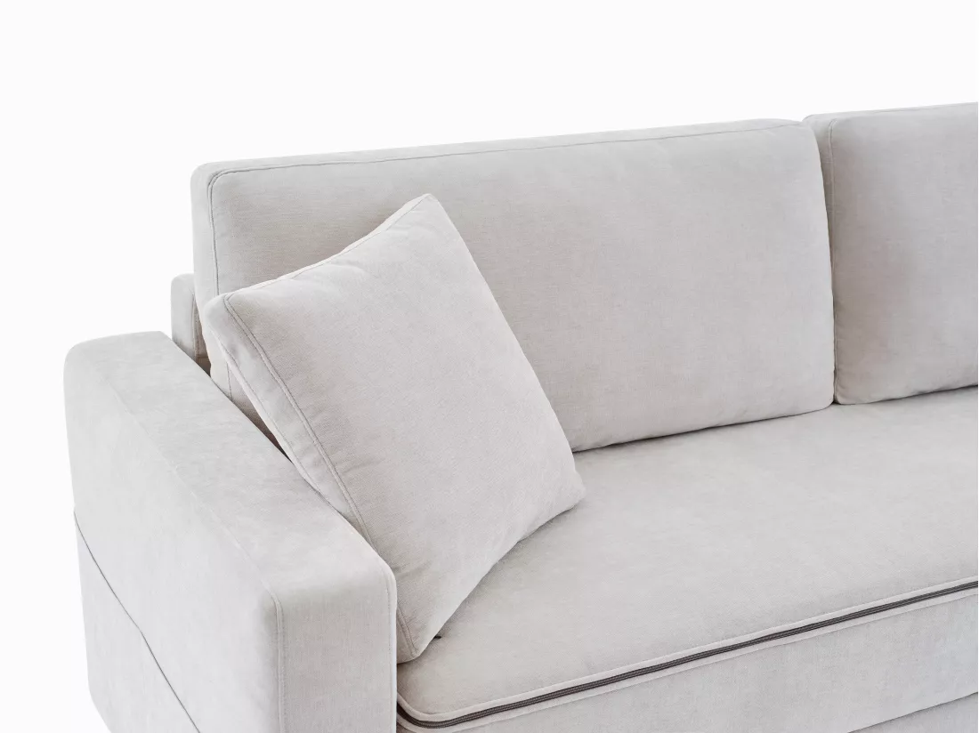 Canapé 3 places convertible en tissu gris avec assise à mémoire de forme SOLDINA