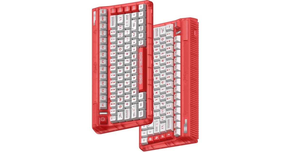 IqunixOG80 Joy Vendor Wireless Mechanical Keyboard, gaming toetsenbord  (Rood/wit, US lay-out, IQUNIX Moonstone, RGB leds, 80% (TKL), Hot-swappable, PBT, 2.4GHz | Bluetooth 5.1 | USB-C)