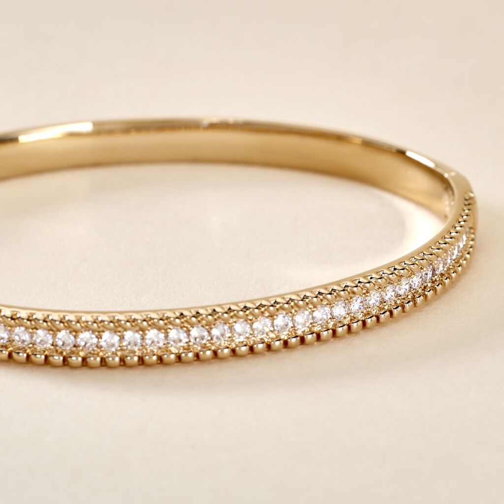 Bracelet Jonc Marie-baptistine Plaqué Or Jaune Oxyde De Zirconium