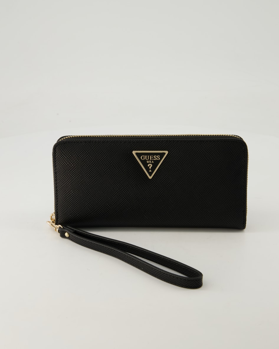 Guess LAUREL SLG LARGE ZIP AROUND Portemonnaie in Schwarz
